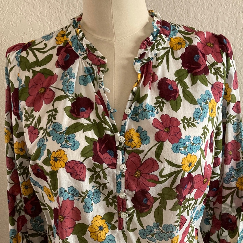 Talbots Multicolor Floral Cotton Blouse